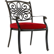 Hanover - Traditions 9pc: 8 Dining Chairs, 60" Square Glass Top Table - Red/Glass-United Backyard