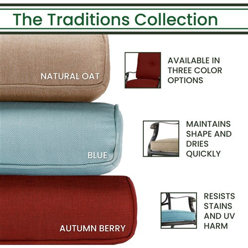 Hanover - Traditions 9pc: 8 Dining Chairs, 96"x60" Oval Cast Table - Red/Bronze-United Backyard