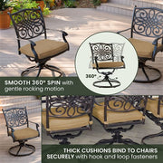 Hanover - Traditions 9pc: 8 Swivel Rockers, 42x84" Cast Table - Tan/Cast-United Backyard