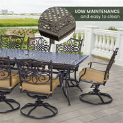 Hanover - Traditions 9pc: 8 Swivel Rockers, 42x84" Cast Table - Tan/Cast-United Backyard