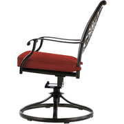 Hanover - Traditions 9pc: 8 Swivel Rockers, 42x84" Glass Top Table - Red/Glass-United Backyard