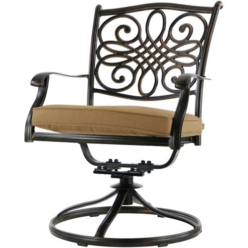 Hanover - Traditions 9pc: 8 Swivel Rockers, 60" Square Cast Table - Tan/Cast-United Backyard