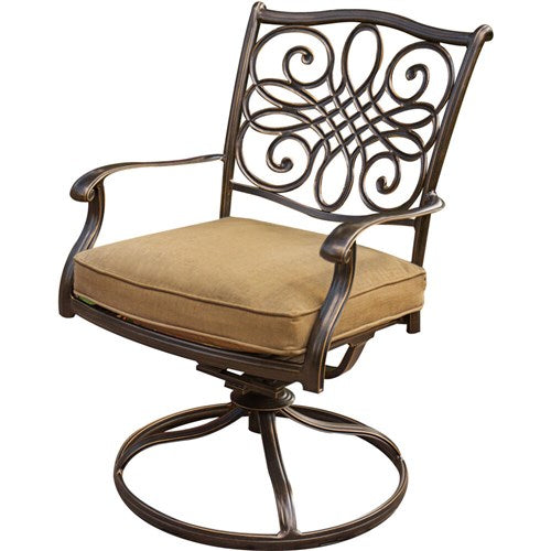 Hanover - Traditions 9pc: 8 Swivel Rockers, 60" Square Cast Table - Tan/Cast-United Backyard