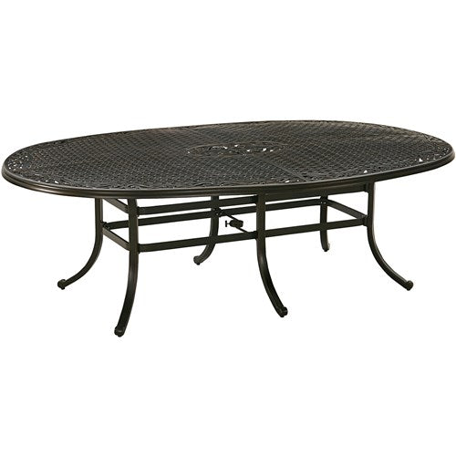 Hanover - Traditions 9pc: 8 Swivel Rockers, 96"x60" Oval Cast Table - Blue/Bronze-United Backyard