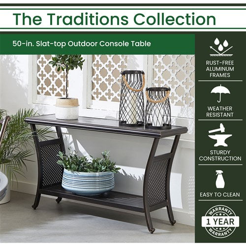 Hanover - Traditions Cast Aluminum Console Table - Bronze-United Backyard