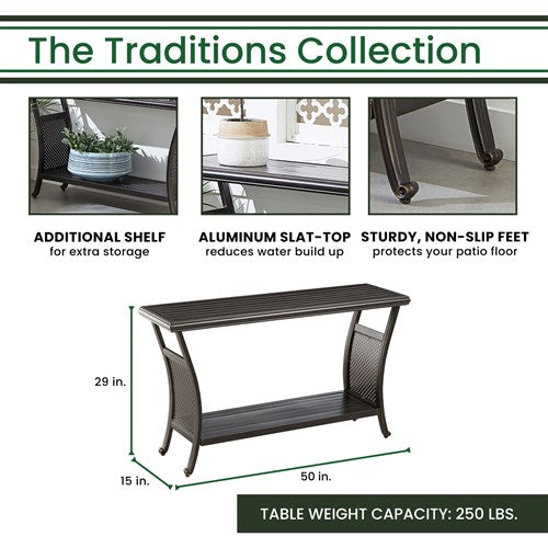 Hanover - Traditions Cast Aluminum Console Table - Bronze-United Backyard