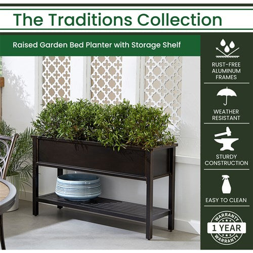 Hanover - Traditions Cast Aluminum Elevated Planter - Bronze-United Backyard