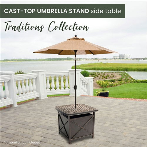 Hanover - Traditions Cast Top Umbrella Side Table - Cast-United Backyard