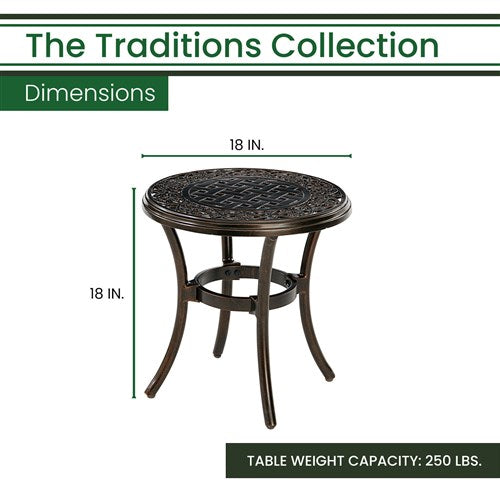 Hanover - Traditions Round 18" End Table - Bronze Cast-United Backyard