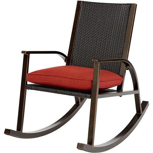 Hanover - Traditions Wicker Back Porch Rocker with Cushion - Red/Bronze-United Backyard