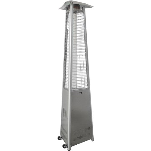 Hanover - Triangle Flame Glass patio heater, 7' tall, propane, 42,000 BTU - Stainless Steel-United Backyard