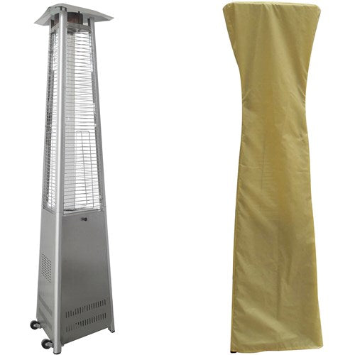 Hanover - Triangle Patio Heater, 7.5' Tall, Propane, 42,000 BTU with Cover - Stainless-United Backyard