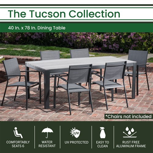 Hanover - Tucson Aluminum Faux Wood Top Table - Grey-United Backyard