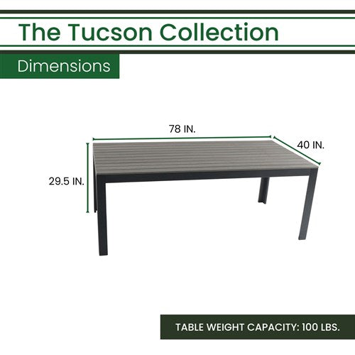 Hanover - Tucson Aluminum Faux Wood Top Table - Grey-United Backyard