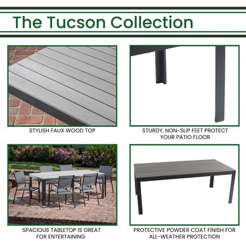 Hanover - Tucson Aluminum Faux Wood Top Table - Grey-United Backyard