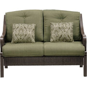 Hanover - Ventura 4pc Fire Pit Set with Wood Grain Tile Top - Brown/Meadow Green-United Backyard