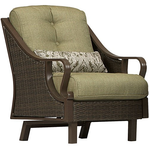 Hanover - Ventura 4pc Fire Pit Set with Wood Grain Tile Top - Brown/Meadow Green-United Backyard