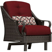 Hanover - Ventura 4pc Seating Set: Sofa, 2 glide chairs, ceramic tile coffee table - Brown/Crimson Red-United Backyard