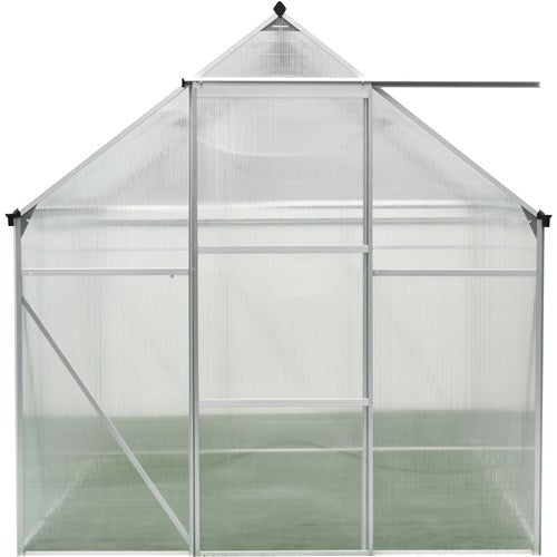 Hanover - Walk-In Greenhouse 4'x6' w/ Slide Door, Vent, Base and Opener - Natural/Silver-United Backyard