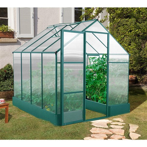 Hanover - Walk-In Hobby Greenhouse w/Planter Beds 8'x6' - Natural/Silver-United Backyard