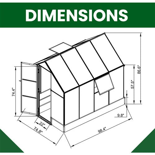 Hanover - Walk-In Hobby Greenhouse w/Planter Beds 8'x6' - Natural/Silver-United Backyard