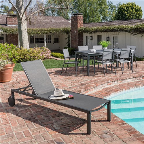 Hanover - Windham 3pc Chaise Set: 2 Chaise Lounges and Gas Fire Pit - Gray-United Backyard