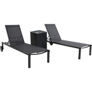 Hanover - Windham 3pc Chaise Set: 2 Chaise Lounges and Gas Fire Pit - Gray-United Backyard
