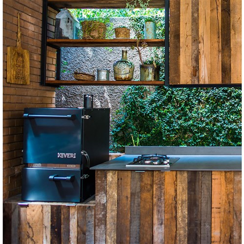 Keveri - H1 Charcoal Oven, Grills/Smoker/Pizza Incl Grill Cover & SS Tongs - Black Truffle-United Backyard