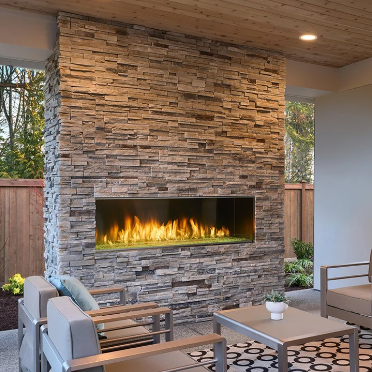 Majestic - 60" Lanai Contemporary Outdoor Linear Vent Free Gas Fireplace with IntelliFire Plus Ignition System-United Backyard