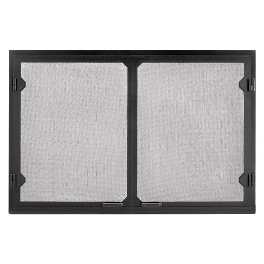 Majestic - Black Grand Vista Cabinet Style Mesh Doors for 36" Biltmore Wood Burning Fireplace-United Backyard