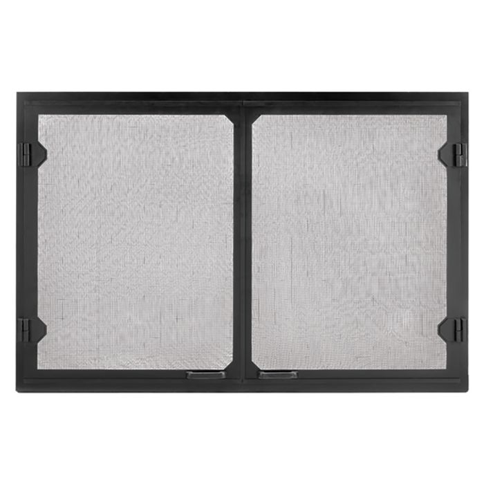 Majestic - Black Grand Vista Cabinet Style Mesh Doors for 50" Biltmore Wood Burning Fireplace-United Backyard