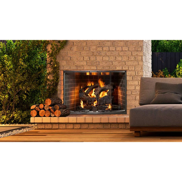 Majestic - Cottagewood 36" Traditional Outdoor Wood Burning Fireplace With Gray Traditional Refractory-United Backyard