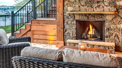 Majestic - Courtyard 36" Traditional Outdoor Vent Free Natural Gas Fireplace With Traditional Stacked Concrete Refractory and IntelliFire Ignition System-United Backyard