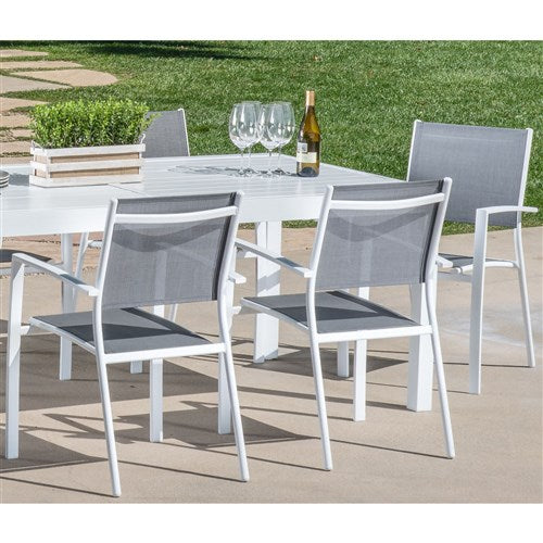 Mod Furniture - 11pc Dining Set: 10 Aluminum Chairs and 1 Extension Table - White-United Backyard