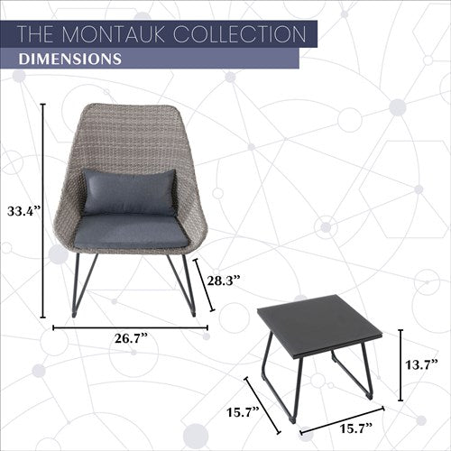 Mod Furniture - 3pc Seating Set: 2 steel side chairs, accent table - Gray-United Backyard