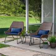 Mod Furniture - 3pc Seating Set: 2 steel side chairs, accent table - Navy-United Backyard