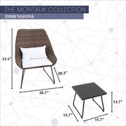 Mod Furniture - 3pc Seating Set: 2 steel side chairs, accent table - White-United Backyard