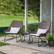 Mod Furniture - 3pc Seating Set: 2 steel side chairs, accent table - White-United Backyard