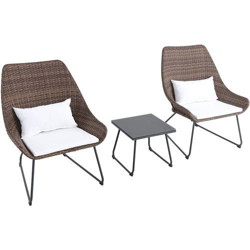 Mod Furniture - 3pc Seating Set: 2 steel side chairs, accent table - White-United Backyard