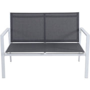Mod Furniture - 4PC Seating Set: Sling Loveseat, 2 Sling Side Chairs, Coffee Table - White/Gray-United Backyard