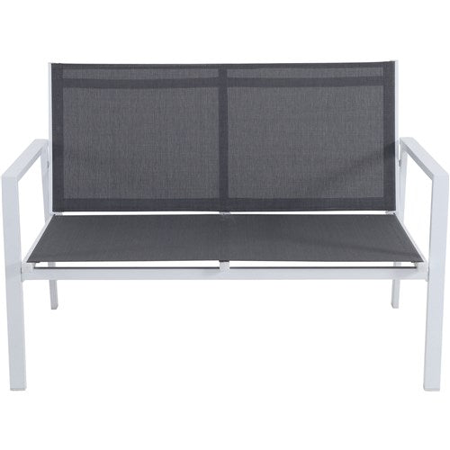 Mod Furniture - 4PC Seating Set: Sling Loveseat, 2 Sling Side Chairs, Coffee Table - White/Gray-United Backyard
