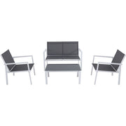 Mod Furniture - 4PC Seating Set: Sling Loveseat, 2 Sling Side Chairs, Coffee Table - White/Gray-United Backyard