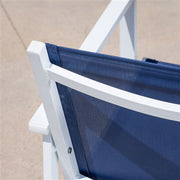 Mod Furniture - 4PC Seating Set: Sling Loveseat, 2 Sling Side Chairs, Coffee Table - White/Navy-United Backyard