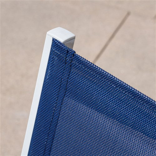 Mod Furniture - 4PC Seating Set: Sling Loveseat, 2 Sling Side Chairs, Coffee Table - White/Navy-United Backyard