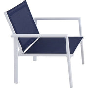 Mod Furniture - 4PC Seating Set: Sling Loveseat, 2 Sling Side Chairs, Coffee Table - White/Navy-United Backyard