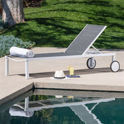 Mod Furniture - Aluminum Sling Armless Chaise Lounge Chair - White/Gray-United Backyard