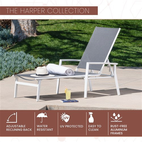 Mod Furniture - Aluminum Sling Chaise Lounge - White/Gray-United Backyard