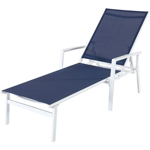 Mod Furniture - Aluminum Sling Chaise Lounge - White/Navy-United Backyard