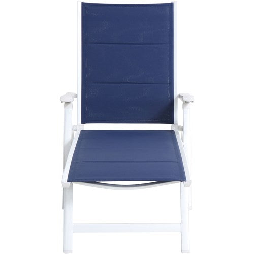 Mod Furniture - Aluminum Sling Folding Chaise Lounge - White/Navy-United Backyard