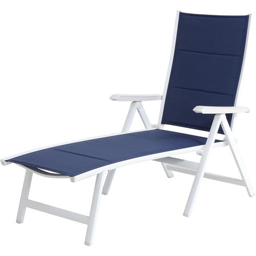 Mod Furniture - Aluminum Sling Folding Chaise Lounge - White/Navy-United Backyard